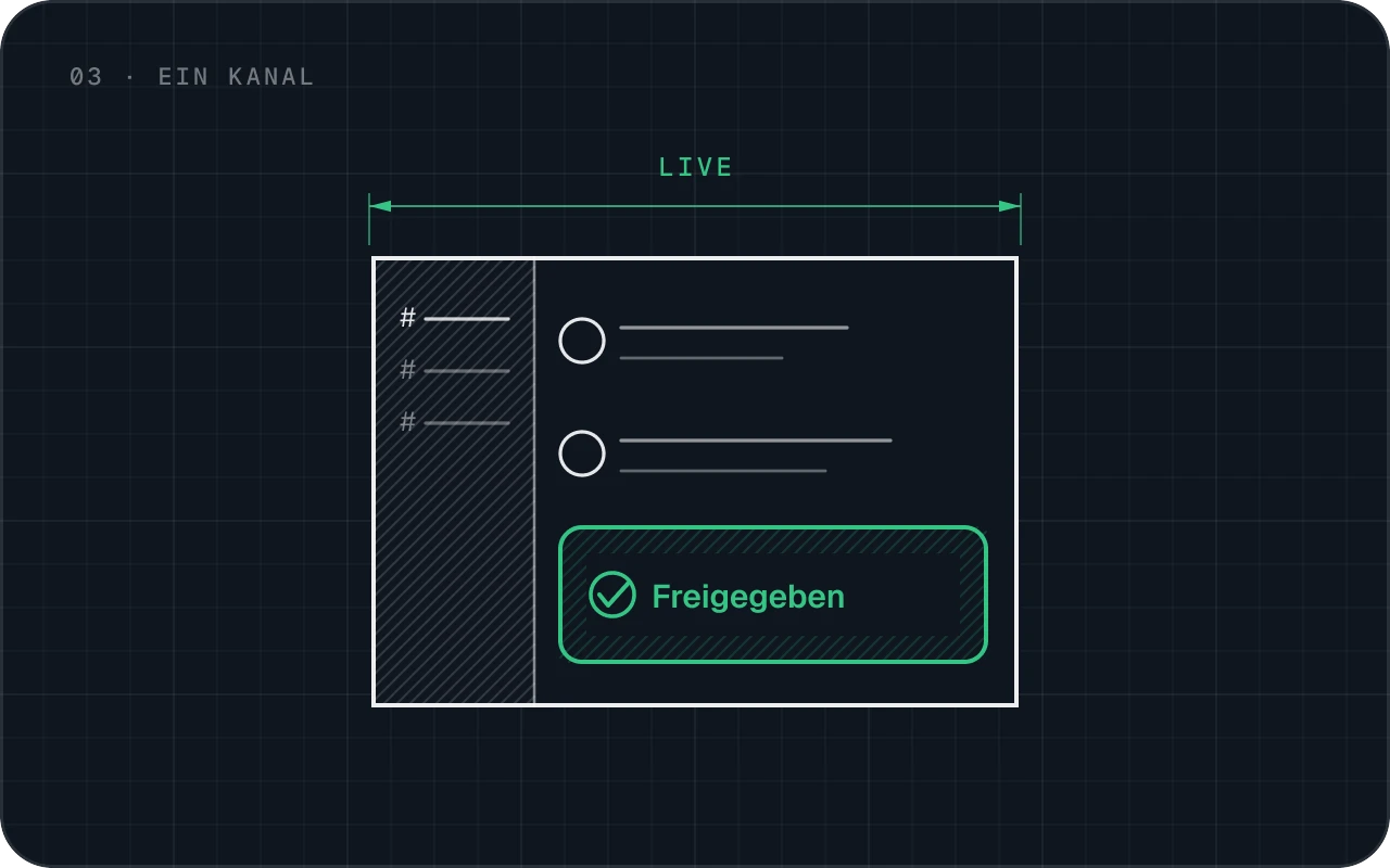 A chat channel whose latest message is marked approved in green